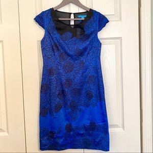 ModCloth Minuet Cobalt Floral Embroidered Dress